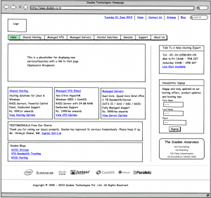 Wireframe of the new Diadem Tech Homepage